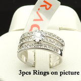 Austrian Crystal Couple Rings 3pcs Sets Gift for Female