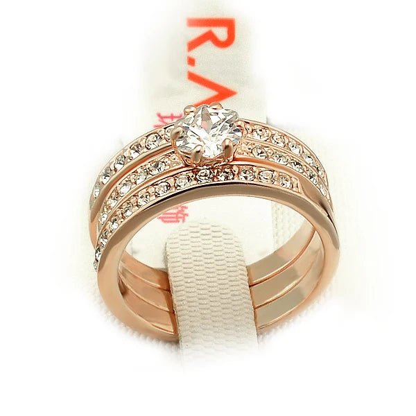 Austrian Crystal Couple Rings 3pcs Sets Gift for Female