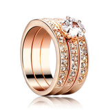 Austrian Crystal Couple Rings 3pcs Sets Gift for Female