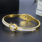 Crystal CZ Bracelets for Women Titanium Steel Cuff European Jewelry
