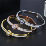 Crystal CZ Bracelets for Women Titanium Steel Cuff European Jewelry
