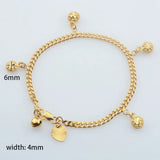 Heart Jingle Bell Charm Bracelet for Baby Kids Women