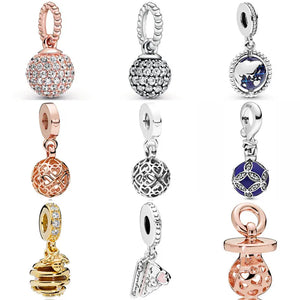 Globe Celebration Cake Pendant 925 Silver Charms for Bracelet DIY