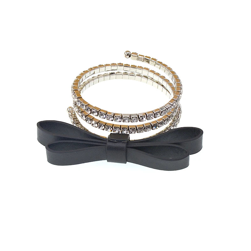 Silver Spiral Crystal Bangle Bracelet Bridal Jewelry for Women