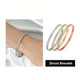 Crystal Rhinestone Pave Stainless Steel Bangle Bracelet