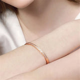 Crystal Rhinestone Pave Stainless Steel Bangle Bracelet