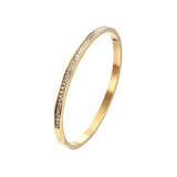 Crystal Rhinestone Pave Stainless Steel Bangle Bracelet