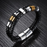 Men's Leather Braided Rope Chain Steel Magnet Bracelet
