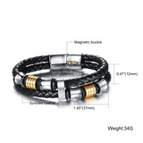 Men's Leather Braided Rope Chain Steel Magnet Bracelet