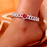 Barefoot Heart Sandal Anklet Rhinestone Chain Bracelet