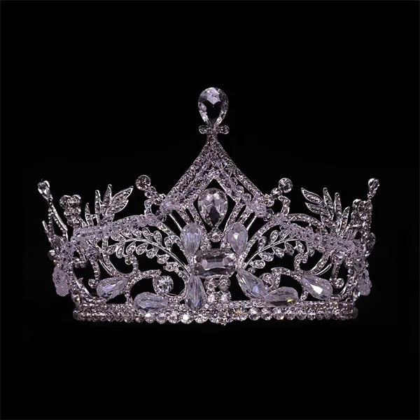 Baroque Crystal Metal Crown Headdress Wedding Party Hair Accessories