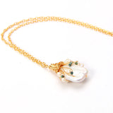 Baroque Freshwater Pearl Charms Copper Wire Wrap Pendant Necklace