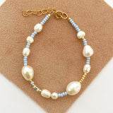 Baroque Freshwater Pearl Necklace Gold-Color Bead Ladies Jewelry Gift