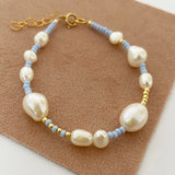 Baroque Freshwater Pearl Necklace Gold-Color Bead Ladies Jewelry Gift