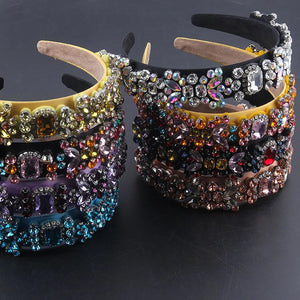 Baroque Multicolor Rhinestone Headband for Prom Hair