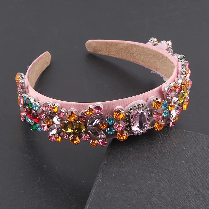 Baroque Multicolor Rhinestone Headband for Prom Hair