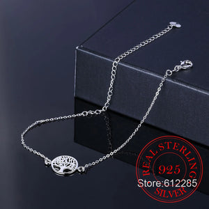 Vintage 925 Silver Anklet with Life Tree Pendant