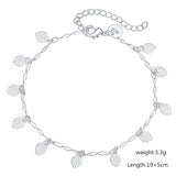 Vintage 925 Silver Charm Anklet Tree Leaves Grass Foot Chain