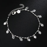 Vintage 925 Silver Charm Anklet Tree Leaves Grass Foot Chain