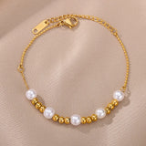 Stainless Steel Pearl Bead Bracelet for Women Party Jewelry Gift