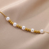 Stainless Steel Pearl Bead Bracelet for Women Party Jewelry Gift