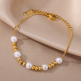 Stainless Steel Pearl Bead Bracelet for Women Party Jewelry Gift
