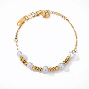 Stainless Steel Pearl Bead Bracelet for Women Party Jewelry Gift