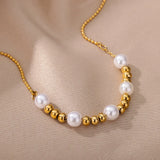 Stainless Steel Pearl Bead Bracelet for Women Party Jewelry Gift