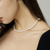 Pearl Choker Necklace Pendant Chain Wedding Jewelry