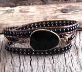 Boho Beaded Bracelet Natural Stones 3 Strands Wrap