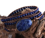 Boho Beaded Bracelet Natural Stones 3 Strands Wrap