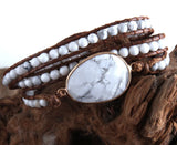 Boho Beaded Bracelet Natural Stones 3 Strands Wrap