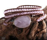 Boho Beaded Bracelet Natural Stones 3 Strands Wrap