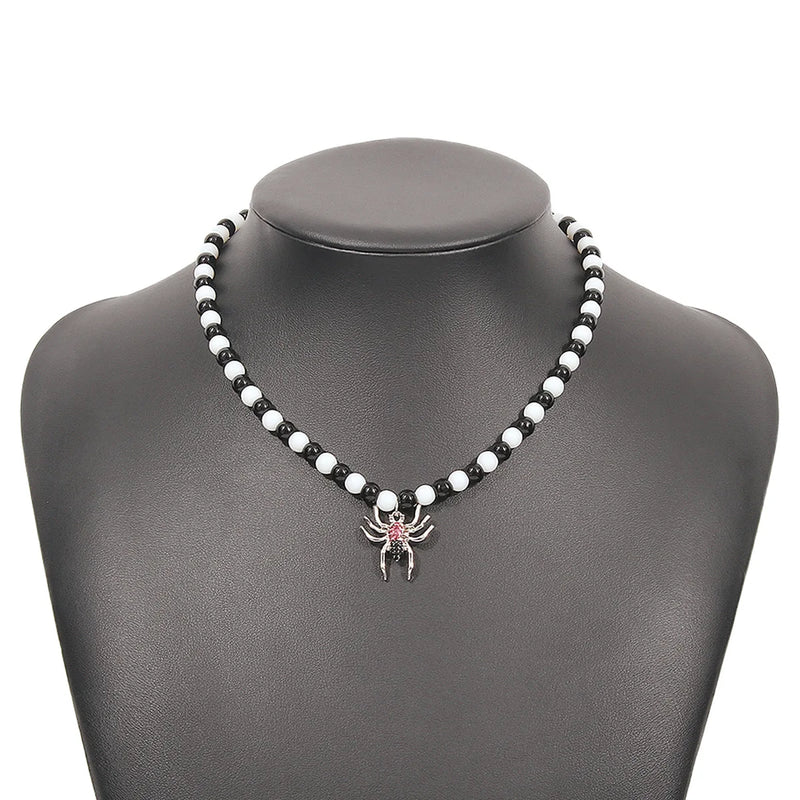 Micro-inlaid Spider Halloween Necklace Punk Hip Hop Personality Necklace
