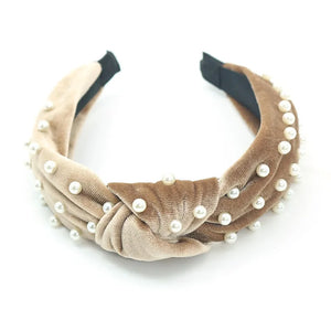 Pearl Beaded Knotted Headband Hair Accessories Girls Bow Hairbands