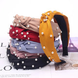 Pearl Beaded Knotted Headband Hair Accessories Girls Bow Hairbands