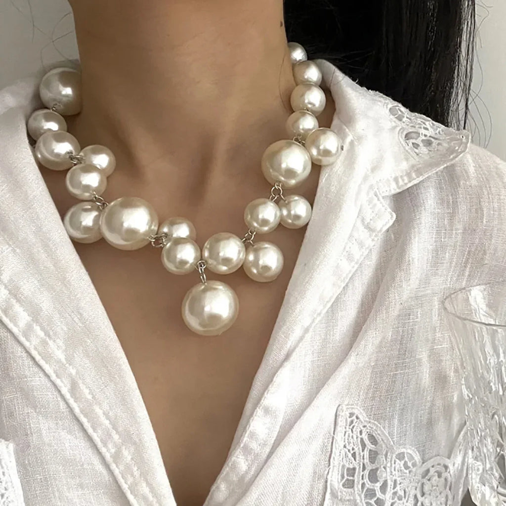 Vintage Beaded Pearl Necklace for Women Wedding Jewelry