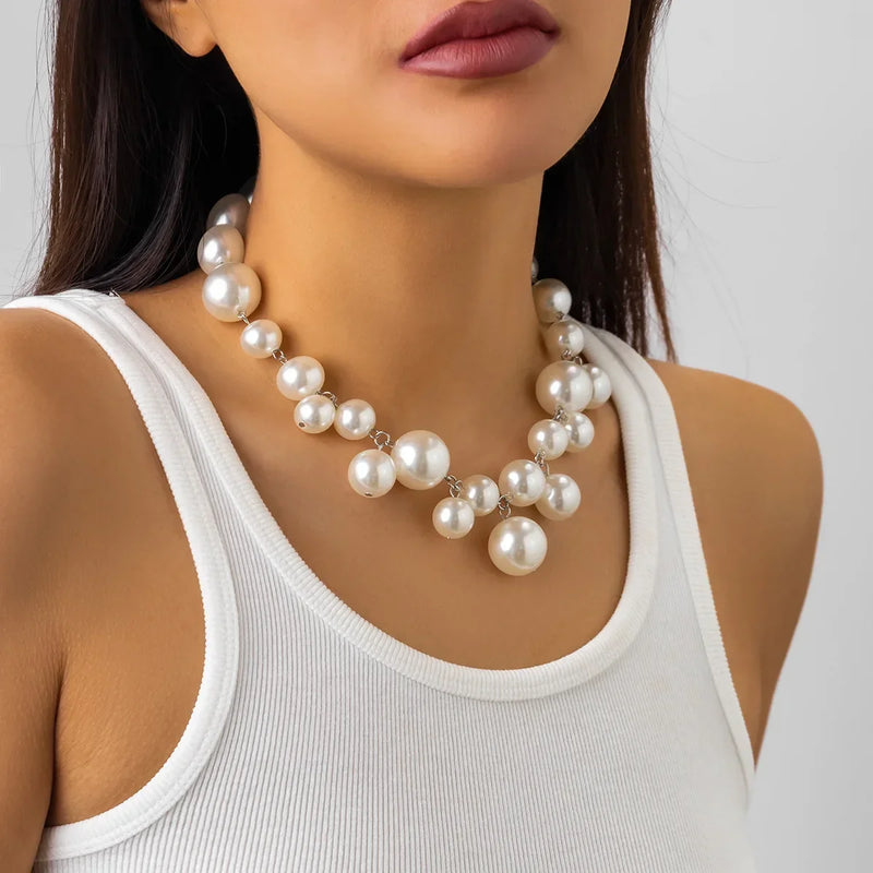 Vintage Beaded Pearl Necklace for Women Wedding Jewelry