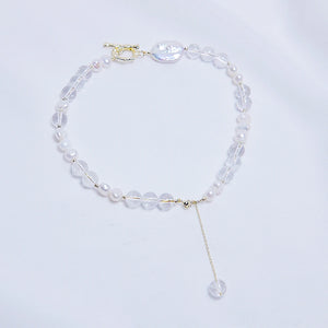 Crystal Pearl Necklace Women Valentine Jewelry