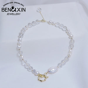 Crystal Pearl Necklace Women Valentine Jewelry