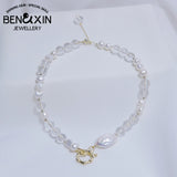 Crystal Pearl Necklace Women Valentine Jewelry