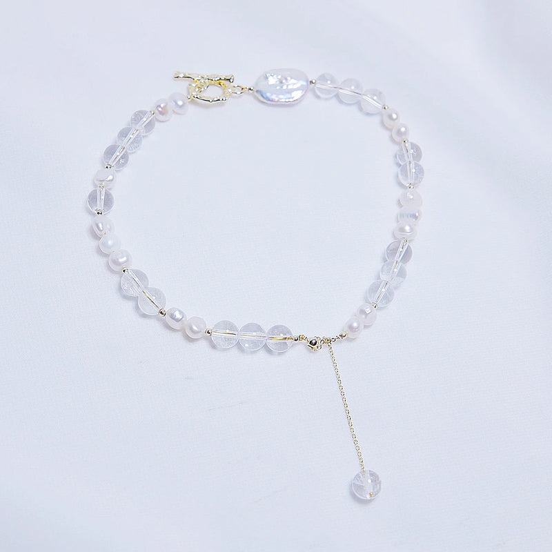 Crystal Pearl Necklace Women Valentine Jewelry