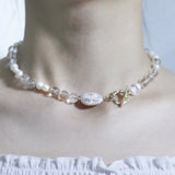 Crystal Pearl Necklace Women Valentine Jewelry