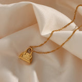 Stylish Beads Chain Handbag Pendant Necklace Plated Jewelry