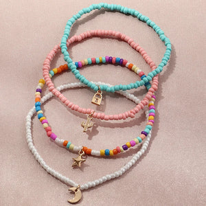 Bohemian Stars Moon Lock Measle Pendant Anklets Foot Chains Jewelry