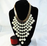 Plated Pearl Chocker Collar Necklace Statement Jewelry