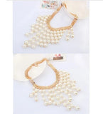 Plated Pearl Chocker Collar Necklace Statement Jewelry
