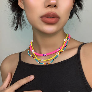 Colorful Daisy Flowers Choker Necklace for Women Girls