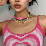 Colorful Daisy Flowers Choker Necklace for Women Girls