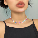 Colorful Daisy Flowers Choker Necklace for Women Girls